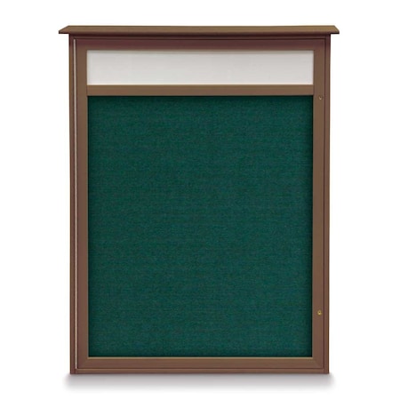 United Visual Products 24"x36" 1-Door Enclosed Outdoor Letterboard, Green Felt/Satin Alum UV1160D-SATIN-GREEN